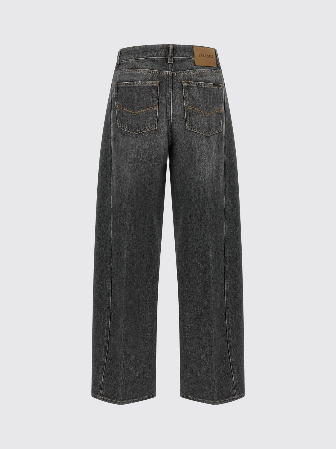 PESERICO VAQUEROS: Vaqueros anchos de talle alto Peserico de denim de algodón con cinco bolsillos, Gris - Img 3