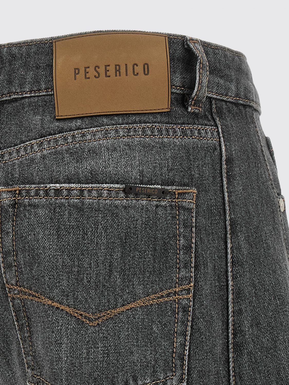 PESERICO VAQUEROS: Vaqueros anchos de talle alto Peserico de denim de algodón con cinco bolsillos, Gris - Img 4