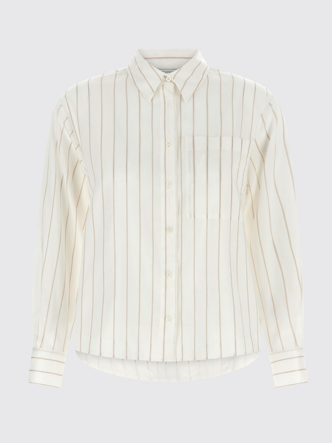 PESERICO CAMICIA: Camicia Peserico a righe in misto seta con colletto classico e tasche a toppa, Beige - Img 2