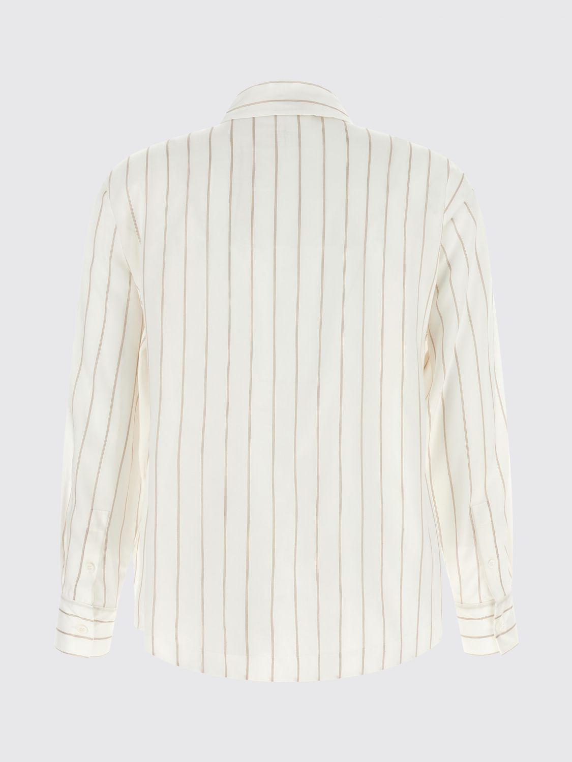 PESERICO CAMICIA: Camicia Peserico a righe in misto seta con colletto classico e tasche a toppa, Beige - Img 3