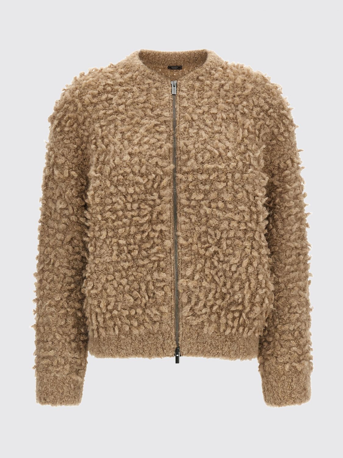 PESERICO SWEATER: Zip-Up Crew Neck Cardigan Peserico in Alpaca Wool Blend with Dropped Shoulders, Beige - Img 2