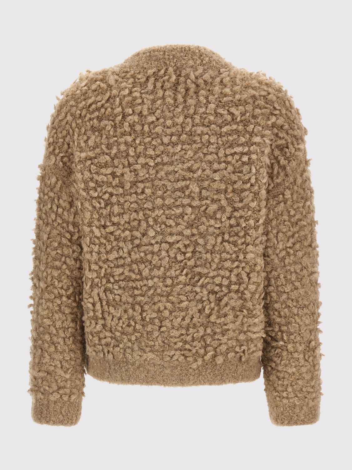 PESERICO SWEATER: Zip-Up Crew Neck Cardigan Peserico in Alpaca Wool Blend with Dropped Shoulders, Beige - Img 3