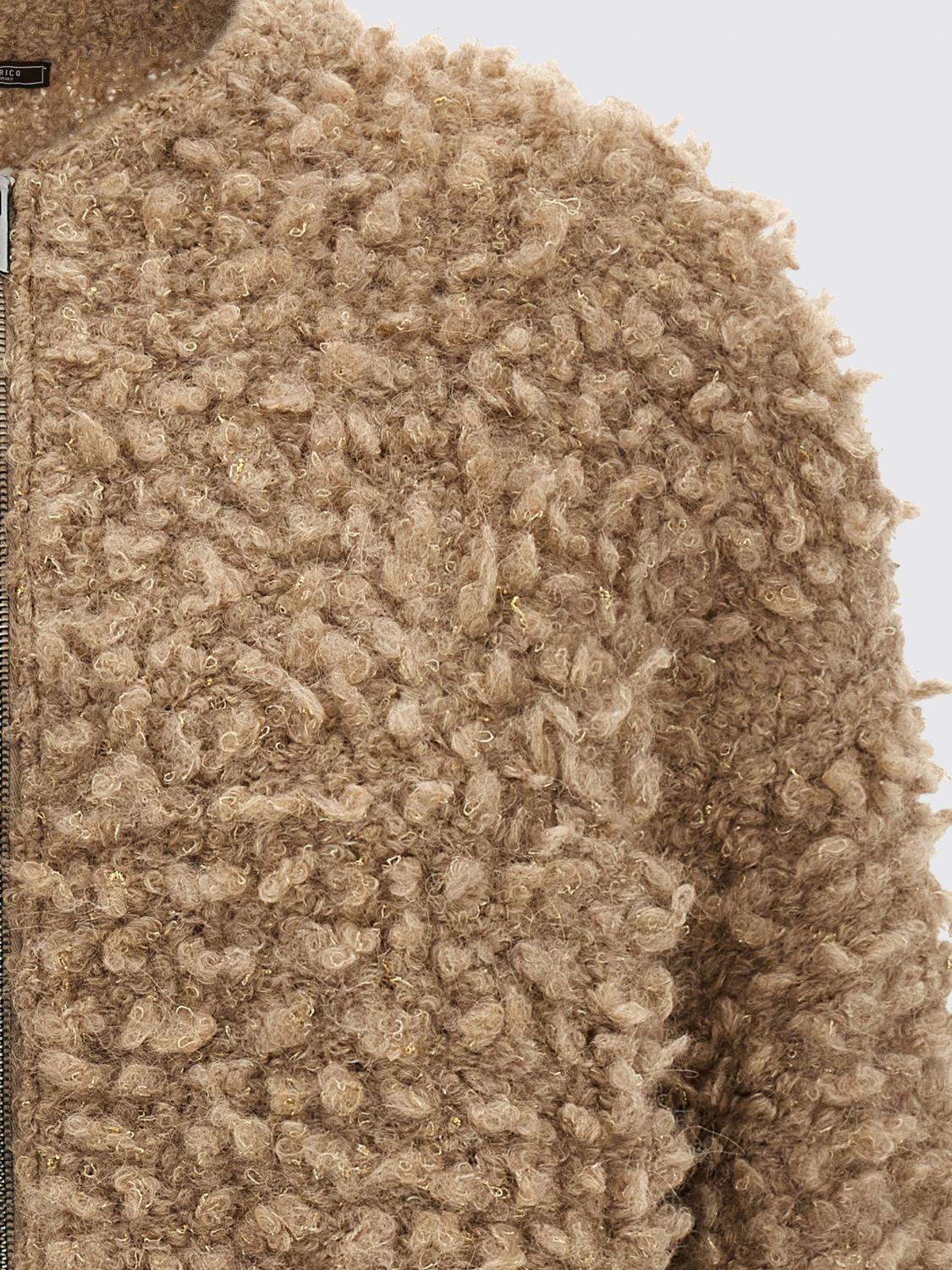 PESERICO SWEATER: Zip-Up Crew Neck Cardigan Peserico in Alpaca Wool Blend with Dropped Shoulders, Beige - Img 4