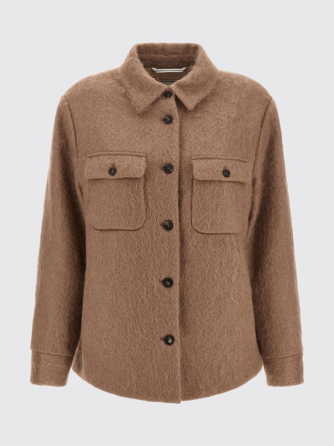 PESERICO JACKE: Hemdjacke aus Schurwollmischung von Peserico mit aufgesetzten Taschen und abgerundetem Saum, Beige - Img 2