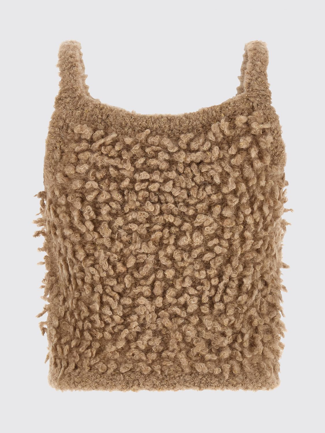 PESERICO TOP: Top in maglia Peserico slim fit in misto lana con scollo quadrato, Beige - Img 3