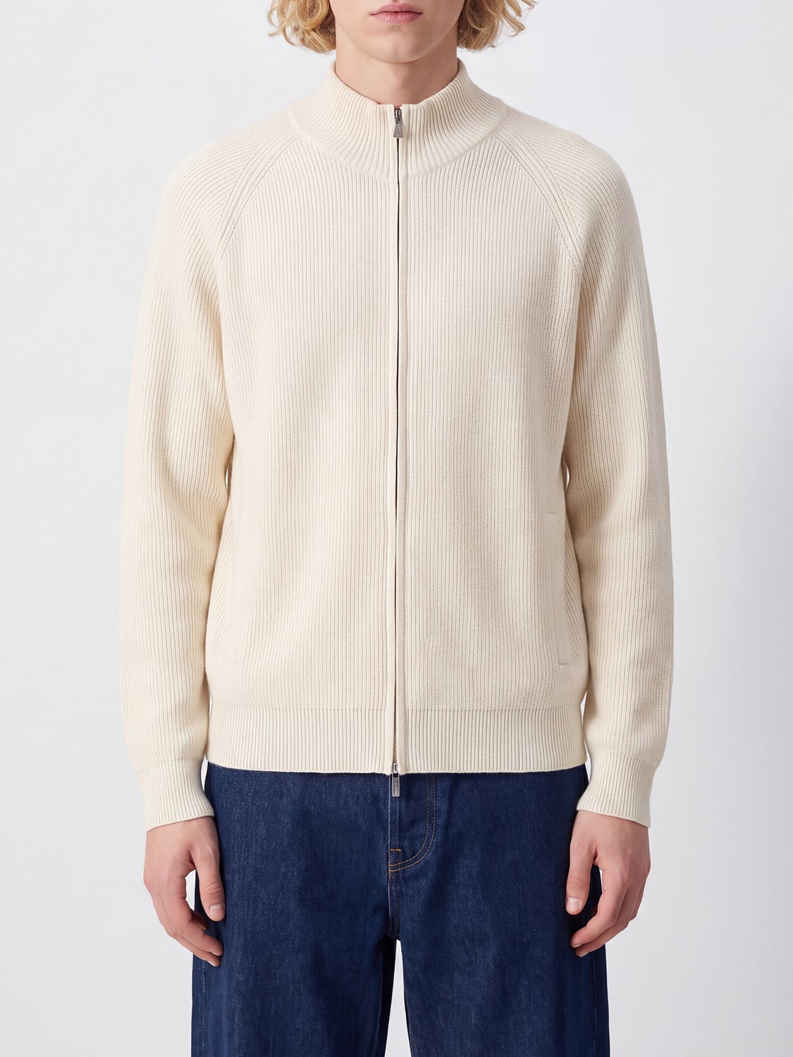 BRAMANI CASHMERE PULL: Pull homme Bramani Cashmere, Jaune Crème - Img 1