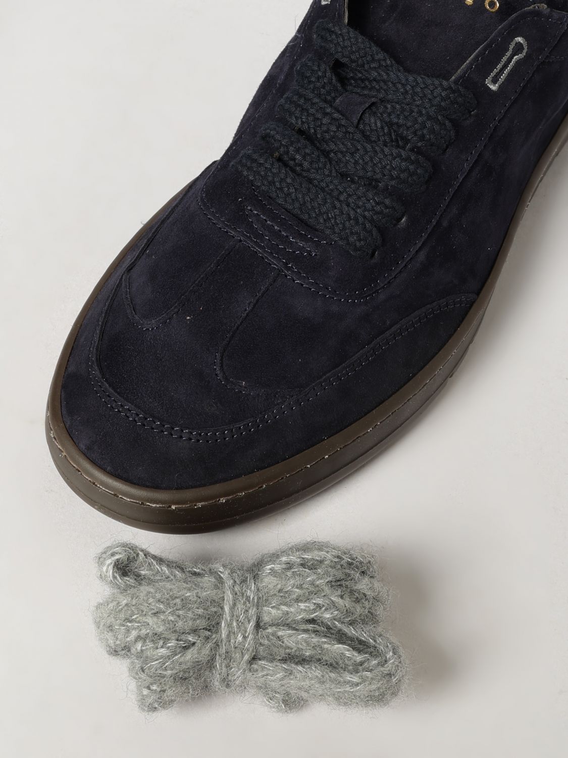 PIUMHA SNEAKERS: Low-Top Suede Leather Sneakers Piumha with Embroidered Logo and Rubber Sole, Blue - Img 4