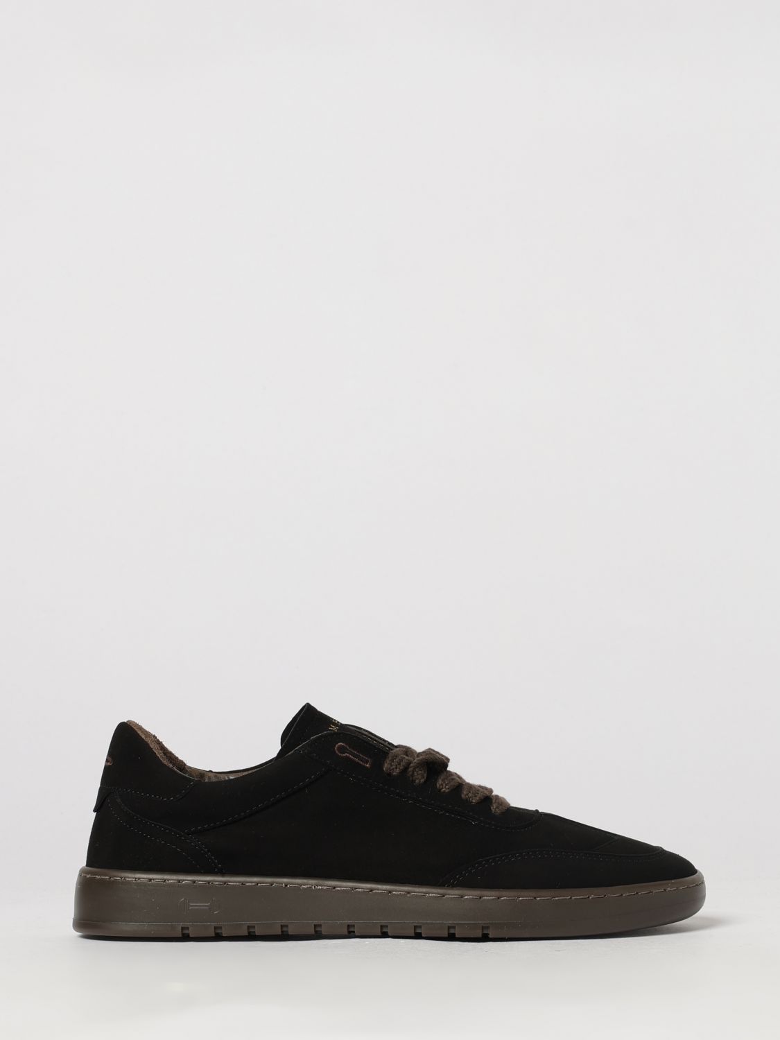 PIUMHA TRAINERS: Low-Top Suede Leather Sneakers Piumha with Embroidered Logo and Rubber Sole, Black - Img 1