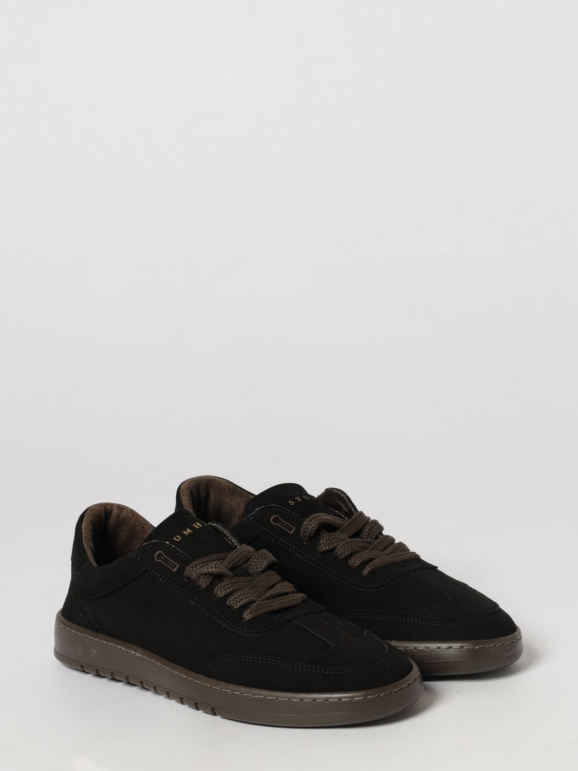 PIUMHA TRAINERS: Low-Top Suede Leather Sneakers Piumha with Embroidered Logo and Rubber Sole, Black - Img 2