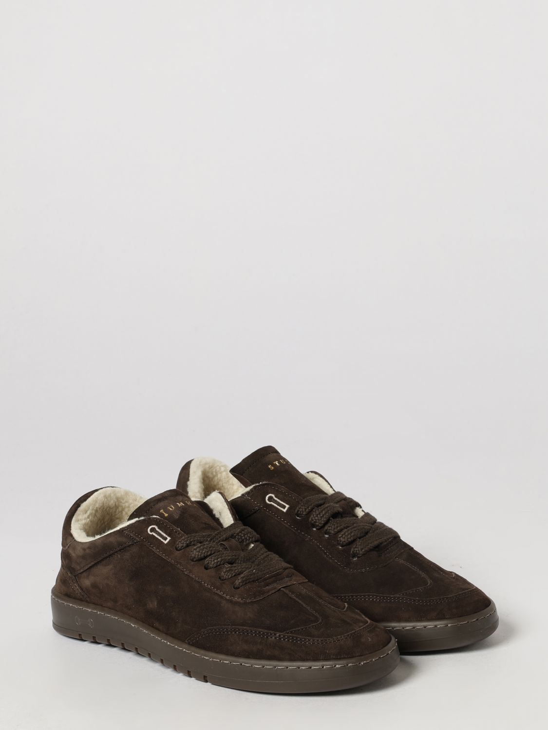 PIUMHA SNEAKERS: Shearling-Lined Suede Leather Low-Top Sneakers Piumha with Rubber Sole, Dark - Img 2