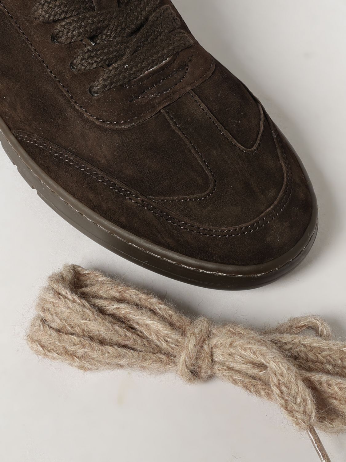 PIUMHA SNEAKERS: Shearling-Lined Suede Leather Low-Top Sneakers Piumha with Rubber Sole, Dark - Img 4