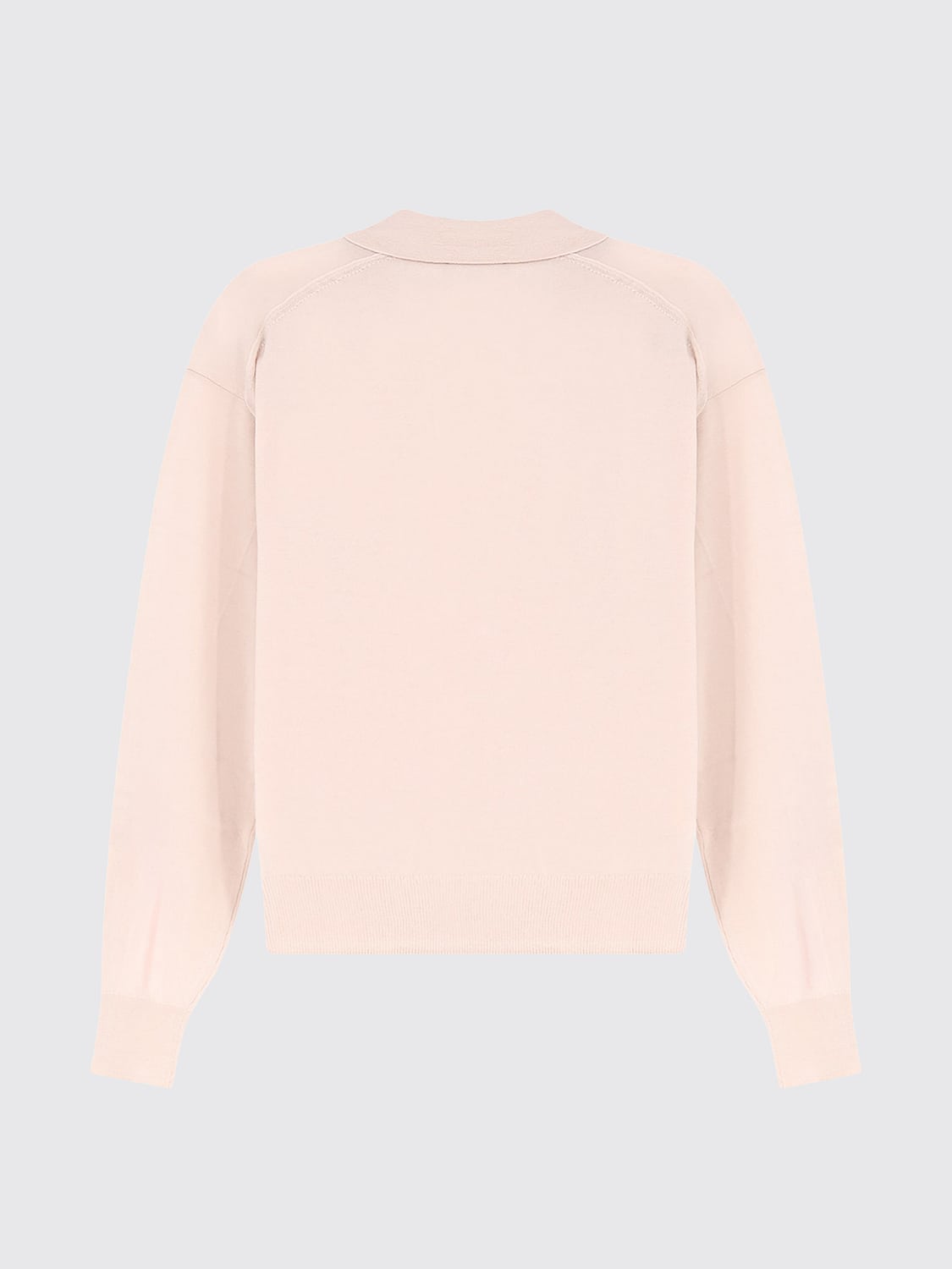 SOEUR POLO: Polo en maille Soeur en pure laine mérinos avec col en V et épaules tombantes, Poudre - Img 3