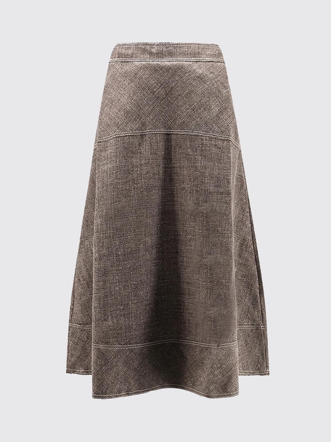 SOEUR FALDA: Falda midi evasé Soeur de mezcla de lino con cintura alta, Marrón - Img 2