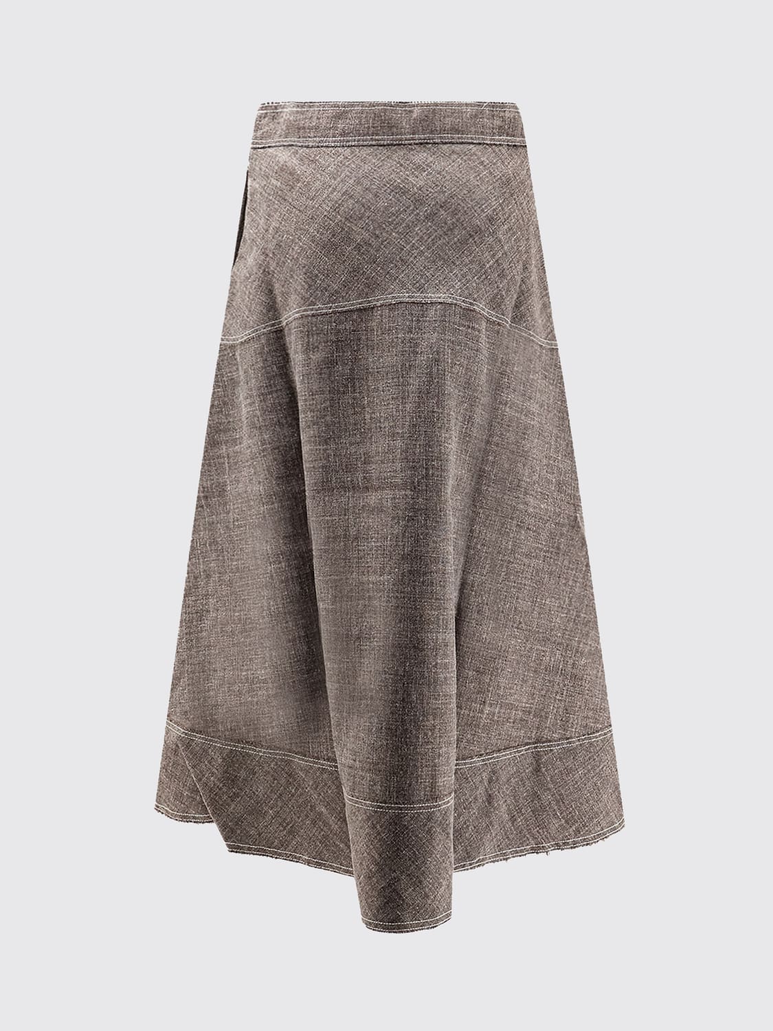 SOEUR FALDA: Falda midi evasé Soeur de mezcla de lino con cintura alta, Marrón - Img 3