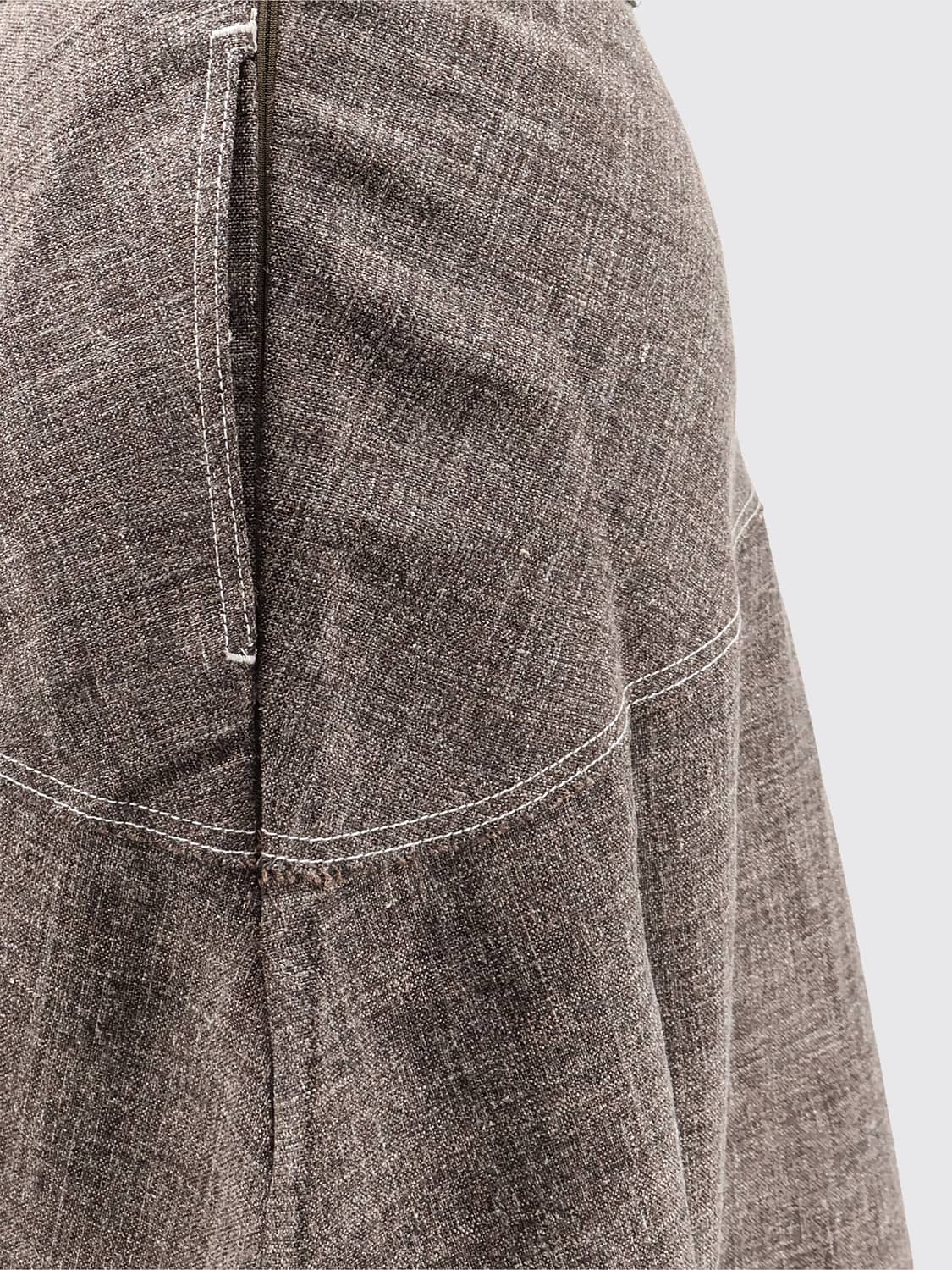SOEUR FALDA: Falda midi evasé Soeur de mezcla de lino con cintura alta, Marrón - Img 4