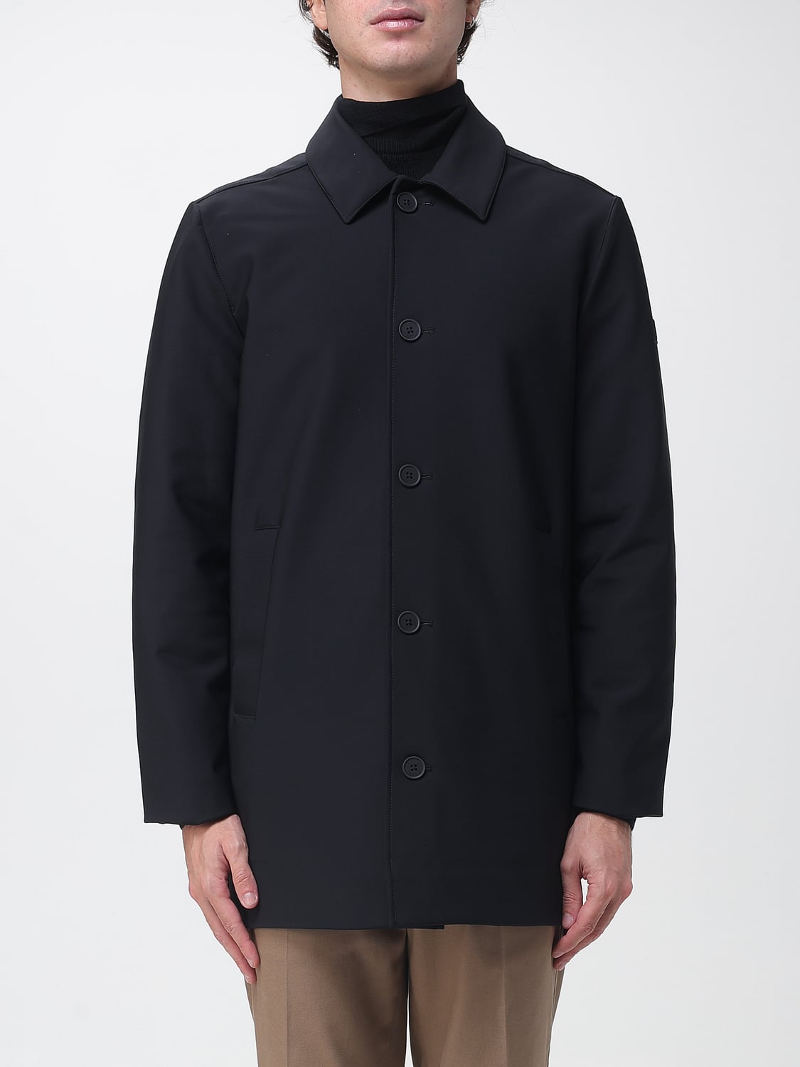 HESKIMO JACKET: Heskimo Waterproof Knee-Length Stretch-Nylon Trench Coat, Black - Img 1