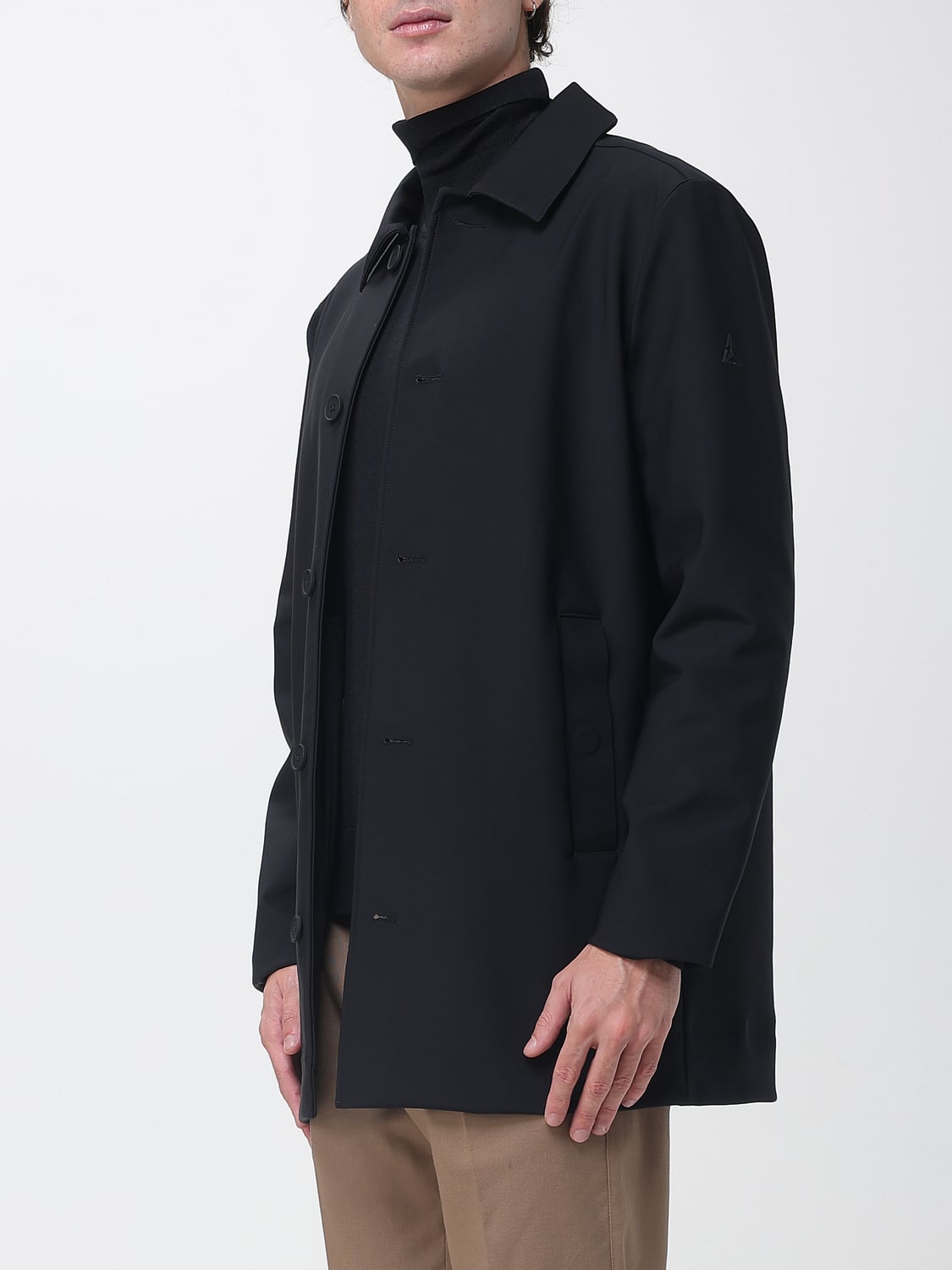 HESKIMO JACKET: Heskimo Waterproof Knee-Length Stretch-Nylon Trench Coat, Black - Img 3