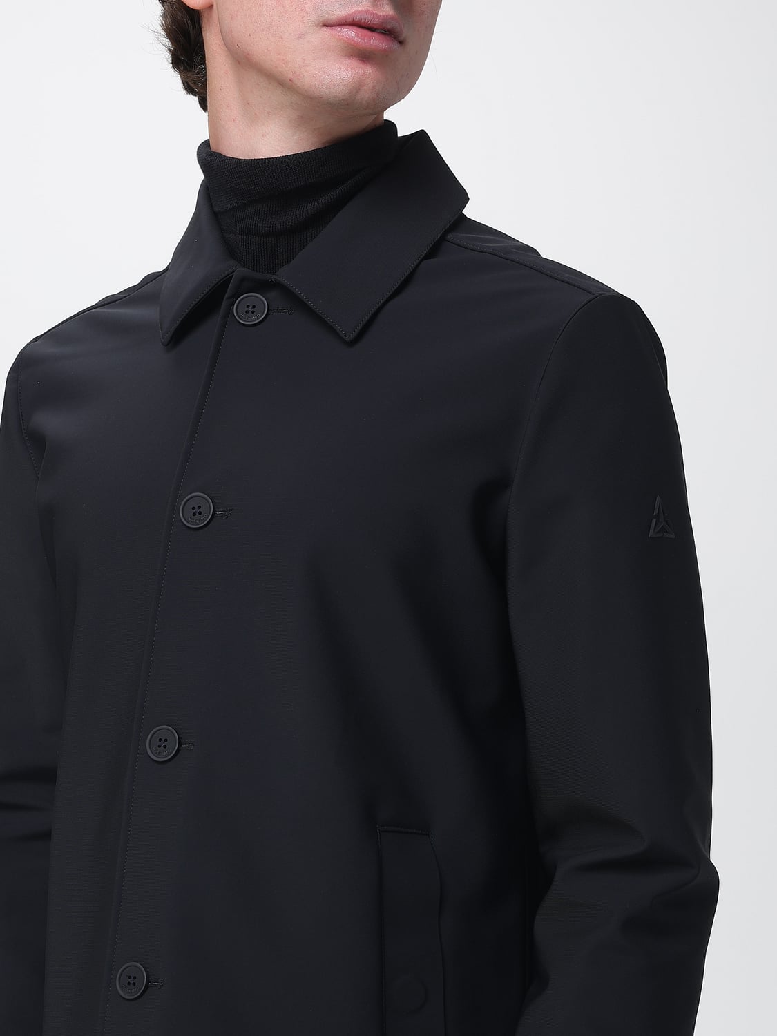 HESKIMO JACKET: Heskimo Waterproof Knee-Length Stretch-Nylon Trench Coat, Black - Img 4