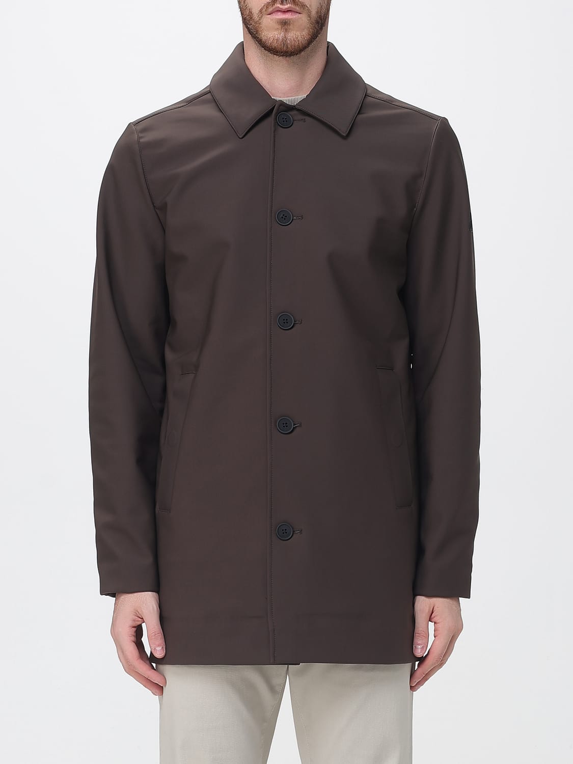 HESKIMO JACKET: Heskimo Waterproof Knee-Length Stretch-Nylon Trench Coat, Brown - Img 1