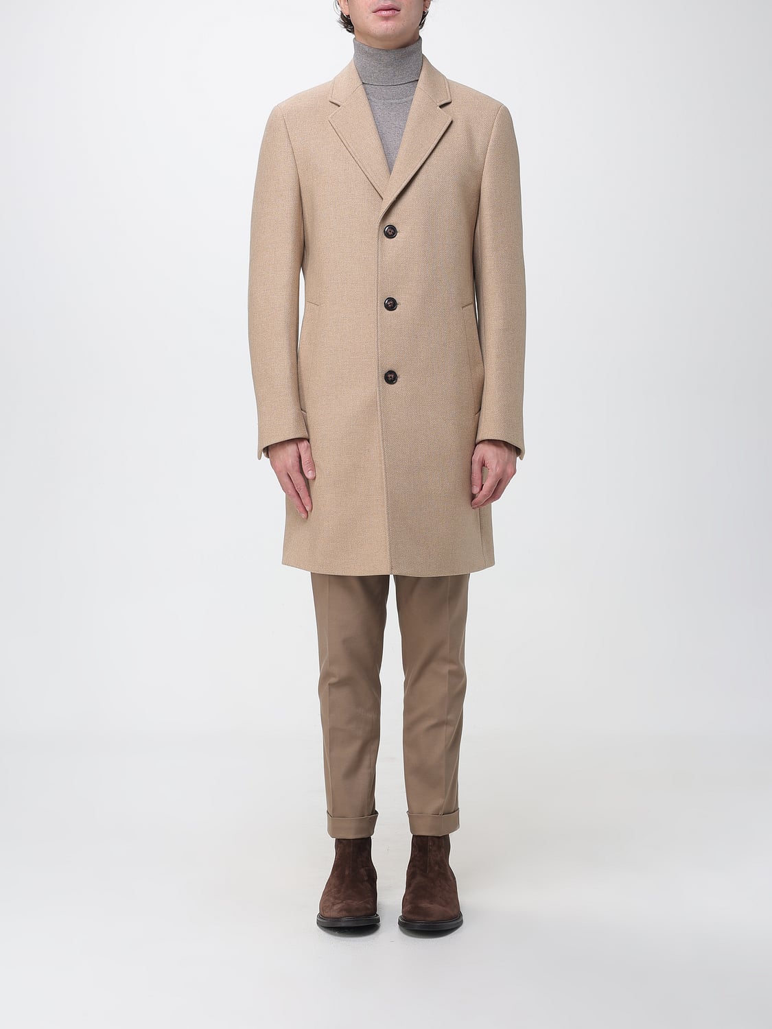 BOSS COAT: Coat men Boss, Beige - Img 1