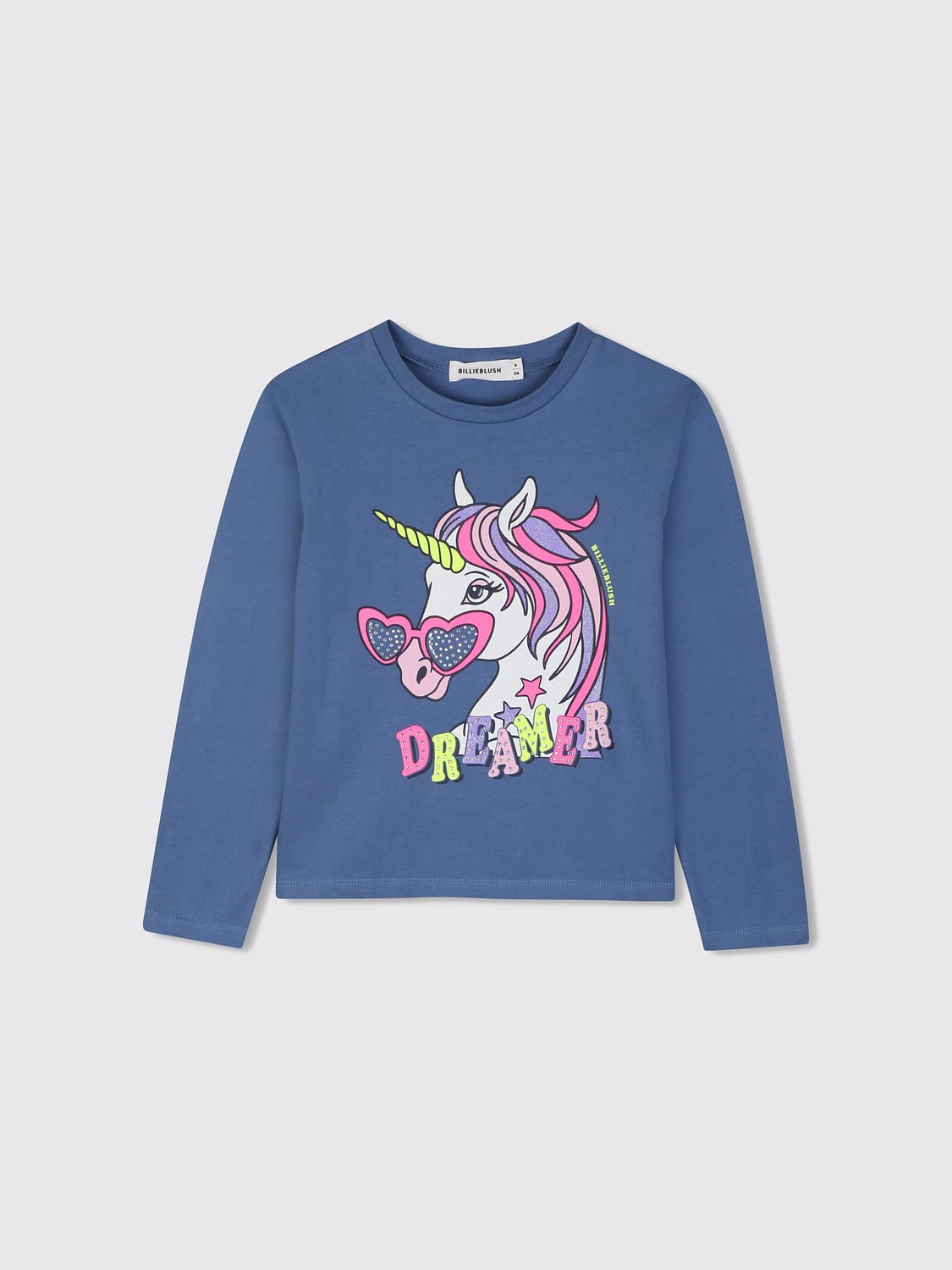 BILLIEBLUSH T-SHIRT: Langärmeliges Baumwoll-T-Shirt Billieblush für Mädchen mit Logo-Print, Blau - Img 1