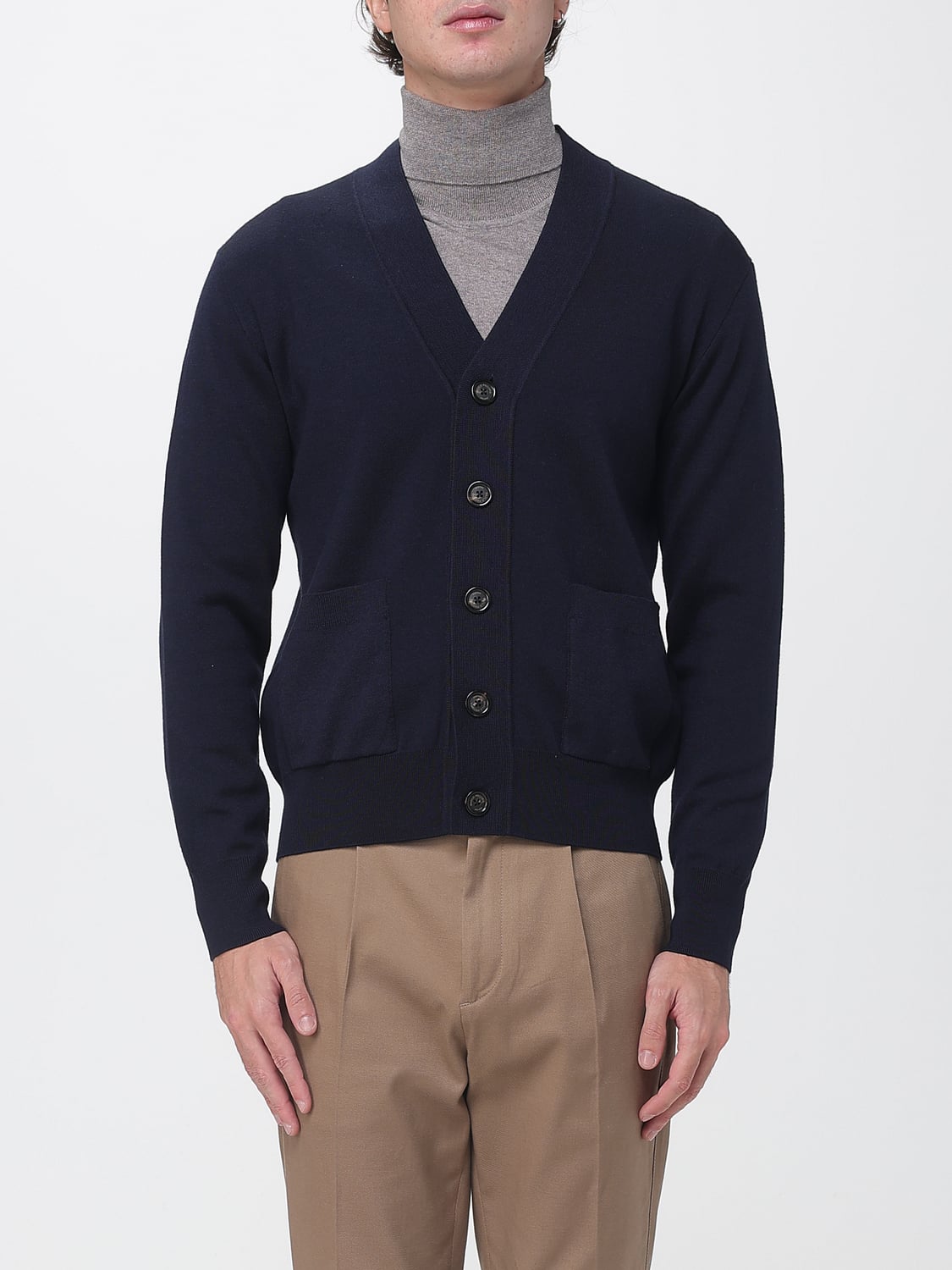 PAOLO PECORA MAGLIA: Cardigan Paolo Pecora in 100% lana con scollo a V e bottoni, Blue - Img 1