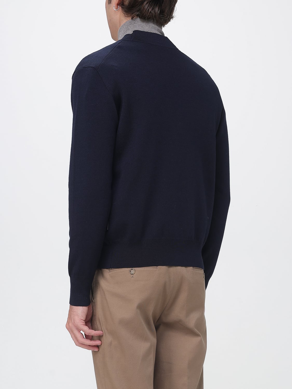 PAOLO PECORA MAGLIA: Cardigan Paolo Pecora in 100% lana con scollo a V e bottoni, Blue - Img 2