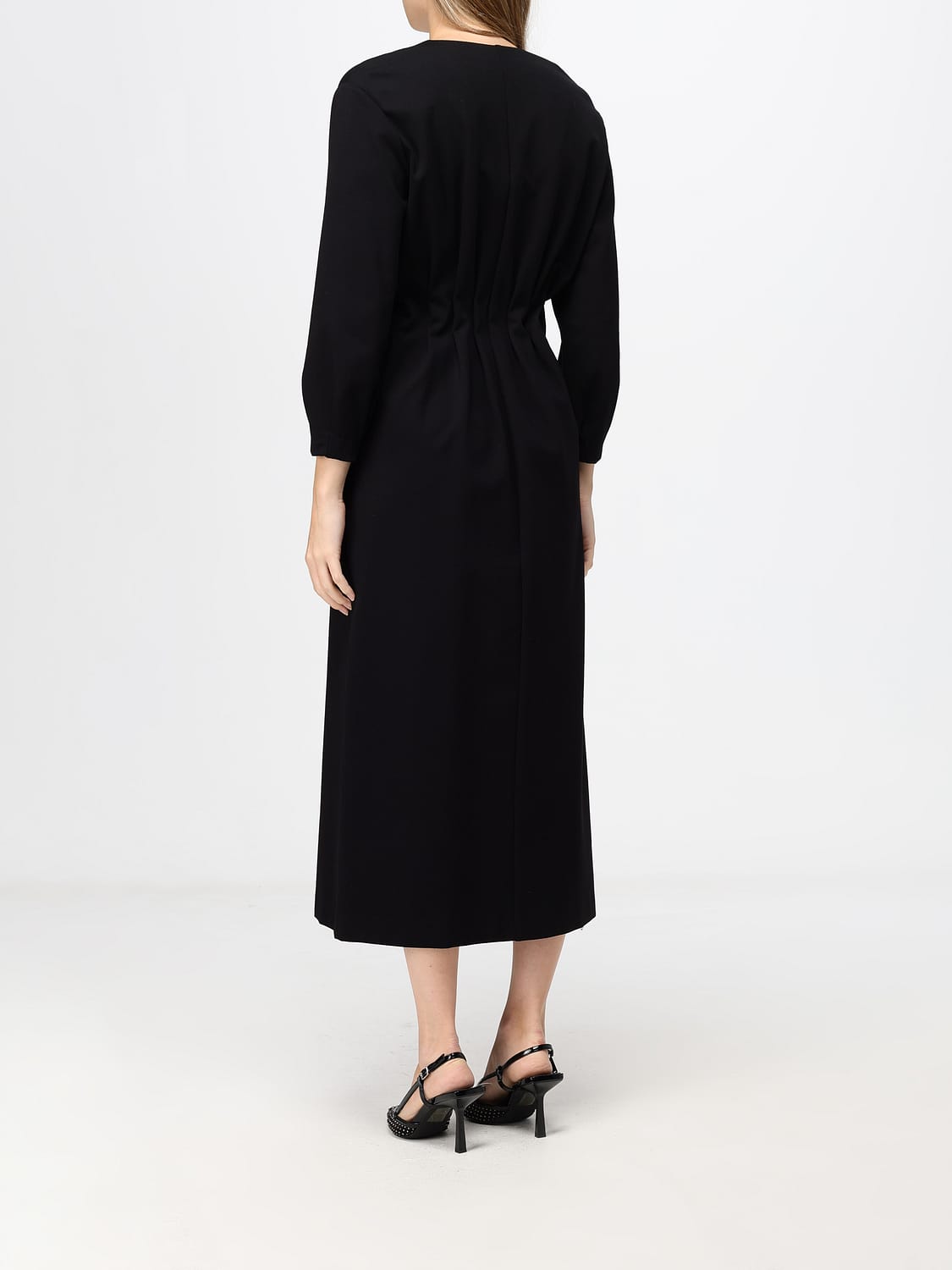 MEIMEIJ VESTIDO: Túnica midi Meimeij de mezcla de viscosa con escote de pico y cierre oculto, Negro - Img 2