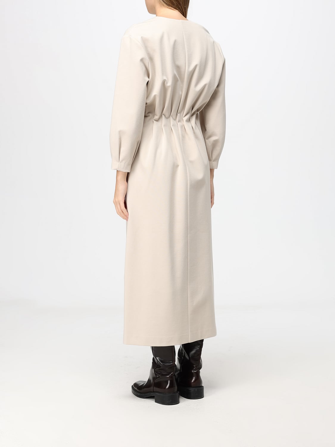 MEIMEIJ VESTIDO: Túnica midi Meimeij de mezcla de viscosa con escote de pico y cierre oculto, Natural - Img 2