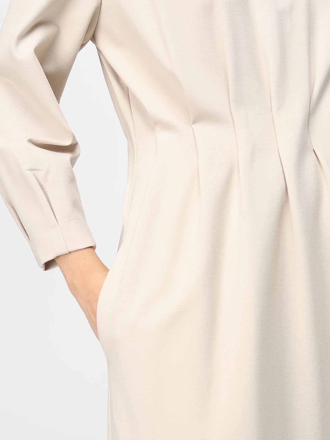 MEIMEIJ VESTIDO: Túnica midi Meimeij de mezcla de viscosa con escote de pico y cierre oculto, Natural - Img 3