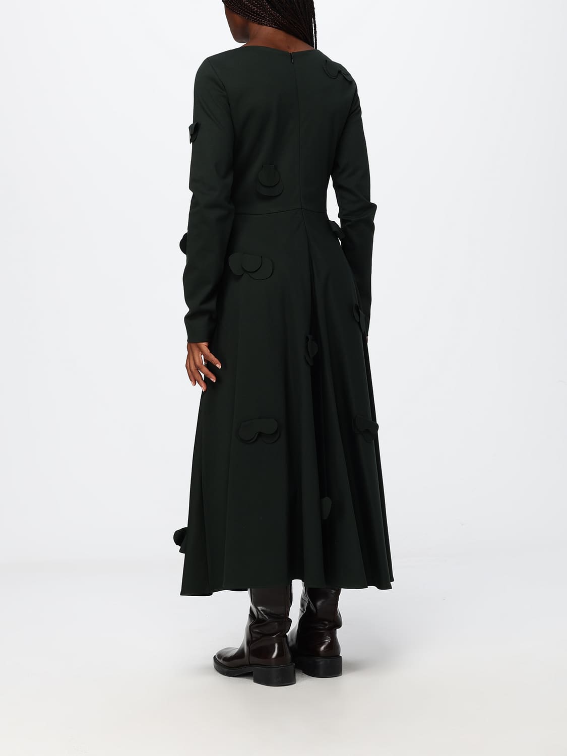 MEIMEIJ KLEID: Midi-Kleid Meimeij aus Jersey in A-Linie mit gestickten Patches, Grün - Img 2