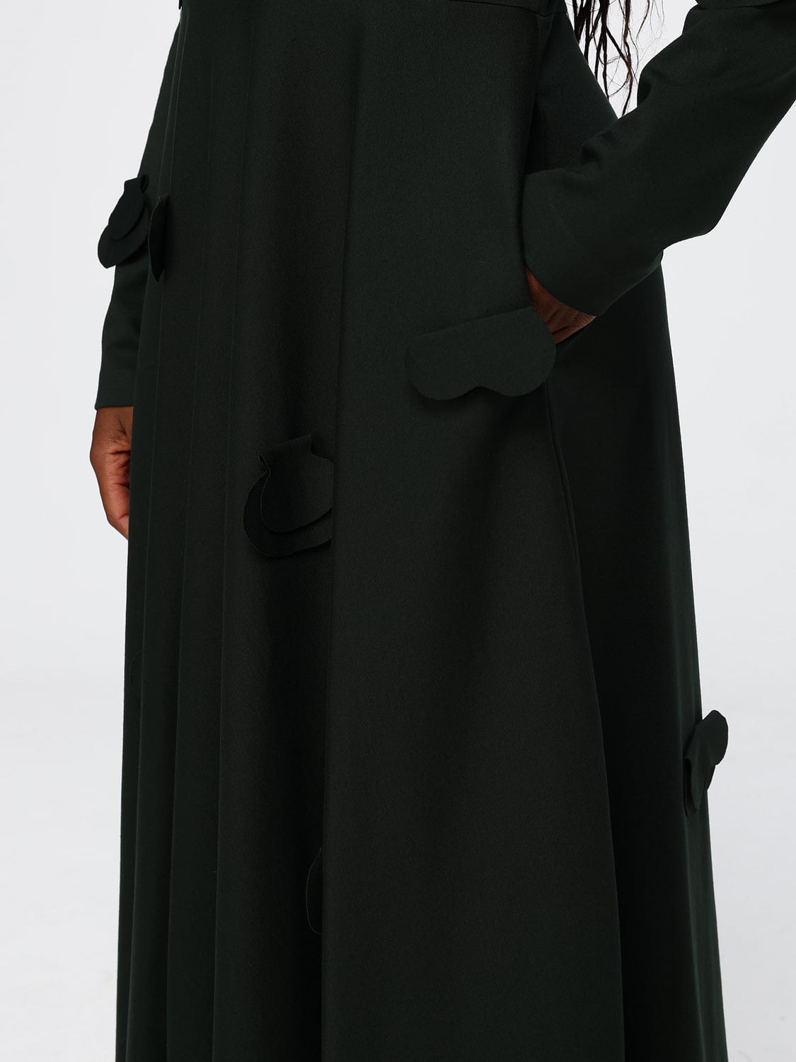 MEIMEIJ KLEID: Midi-Kleid Meimeij aus Jersey in A-Linie mit gestickten Patches, Grün - Img 3