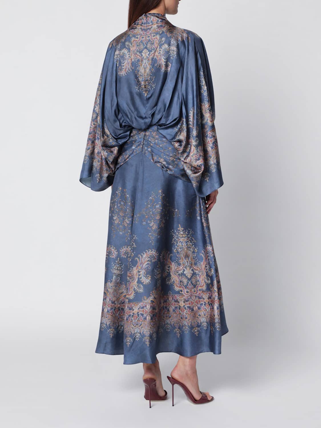 ZIMMERMANN KLEID: Valiant Seiden-Midi-Tunika Zimmermann mit einem Bindegürtel, Navy - Img 2