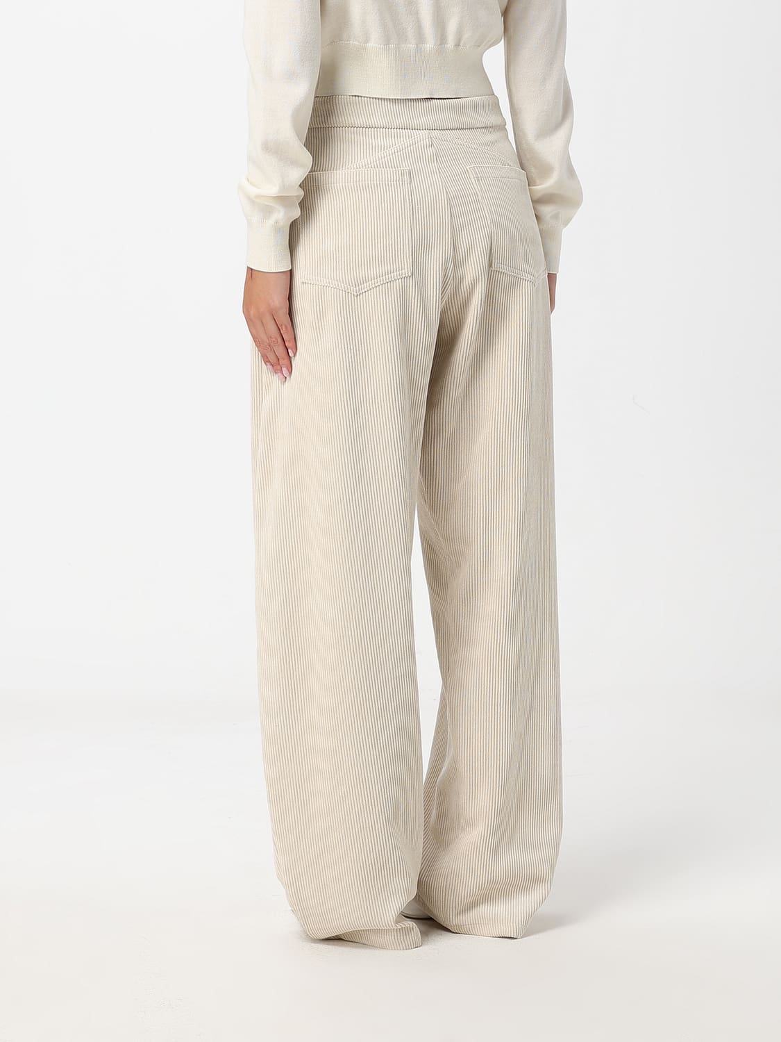MEIMEIJ HOSE: Gerippte Wide-Leg-Hose Meimeij mit hohem Bund und Jeanstaschen, Yellow Cream - Img 2