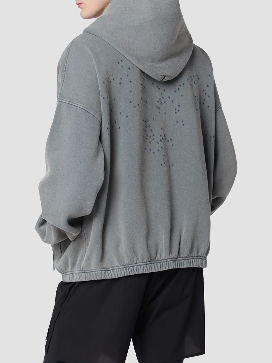 SATISFY FELPA: Felpa con cappuccio Satisfy relaxed fit in cotone con tasca a marsupio, Nero - Img 2