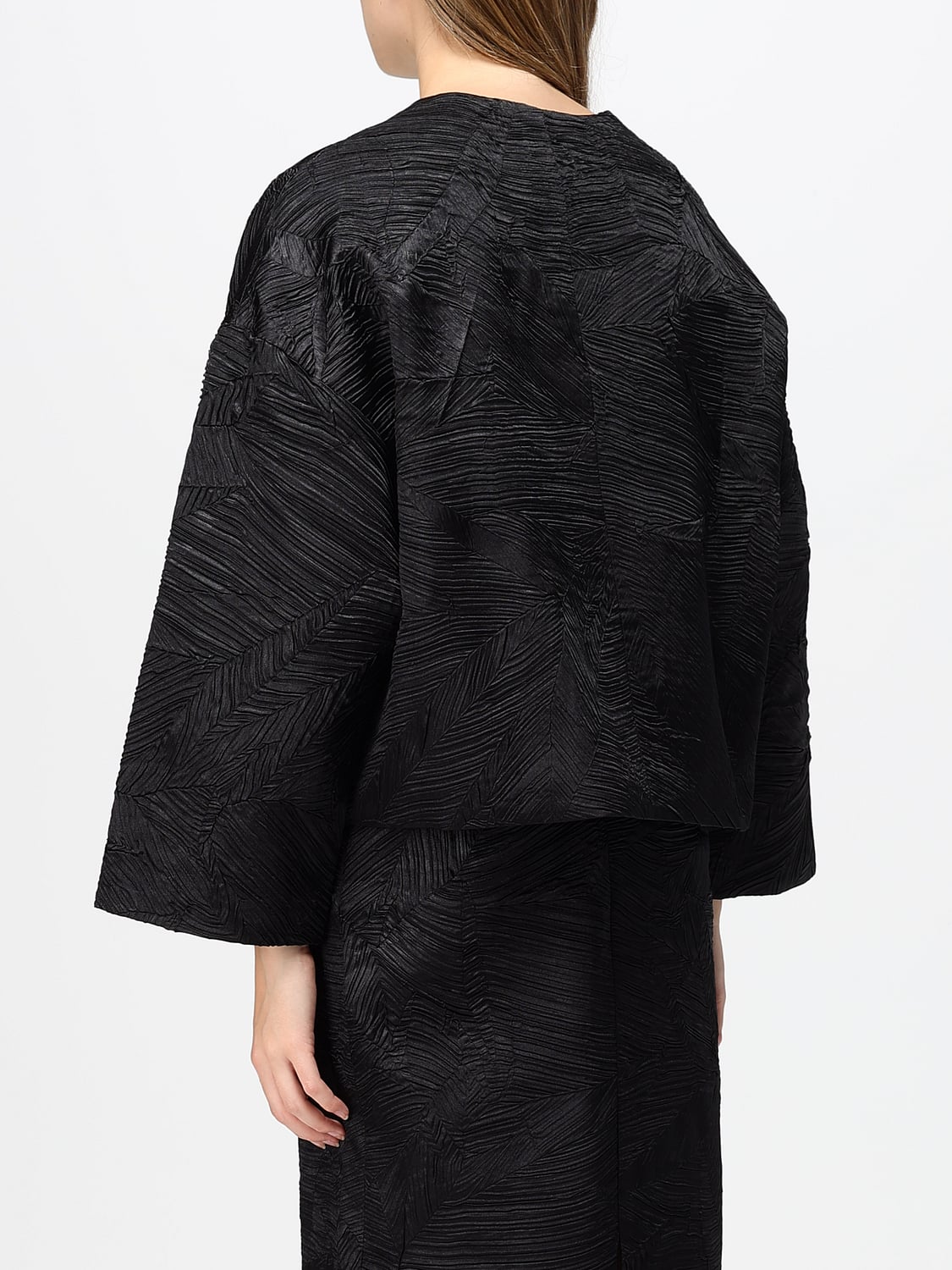 MEIMEIJ JACKE: Kurze, plissierte Jacke Meimeij aus Polyester in lockerer Passform, Schwarz - Img 2