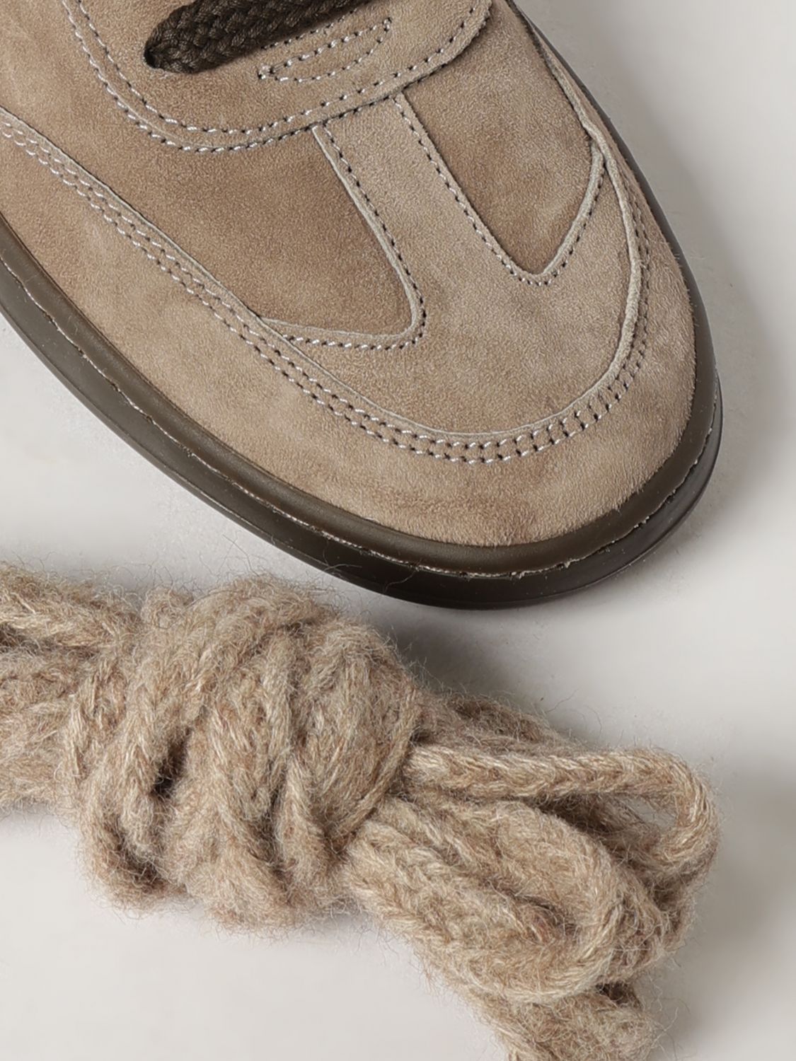 PIUMHA BASKETS: Baskets basses bicolores Piumha en daim avec logo brodé, Beige - Img 4