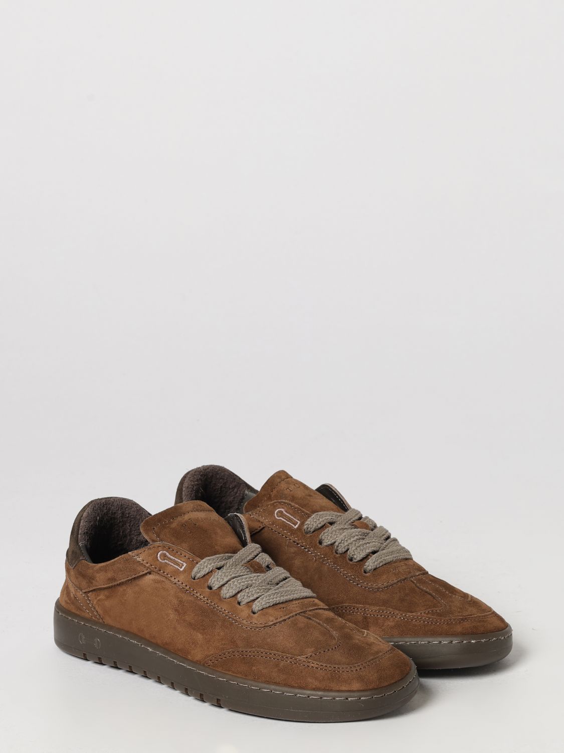 PIUMHA SNEAKERS: Sneakers basse Piumha bicolore in pelle scamosciata con logo ricamato, Marrone - Img 2