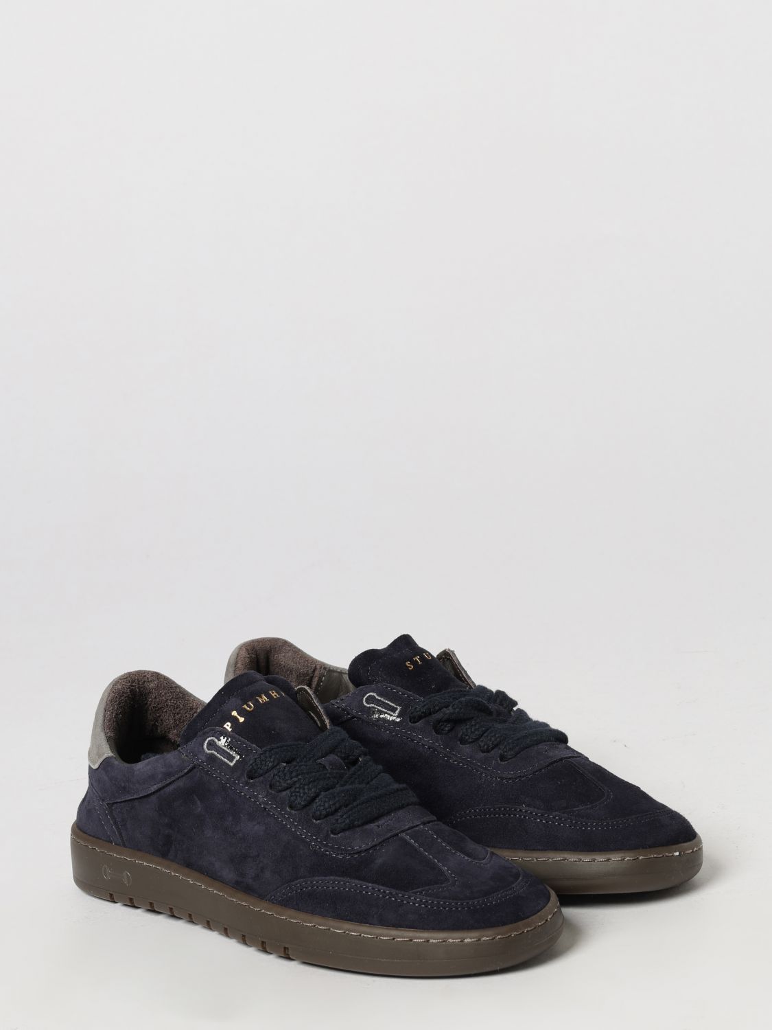 PIUMHA SNEAKERS: Sneakers basse Piumha bicolore in pelle scamosciata con logo ricamato, Blue - Img 2