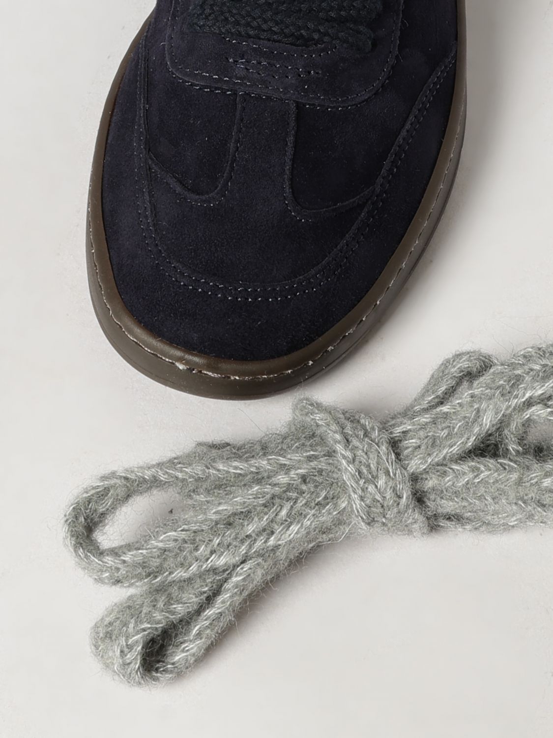 PIUMHA SNEAKERS: Sneakers basse Piumha bicolore in pelle scamosciata con logo ricamato, Blue - Img 4