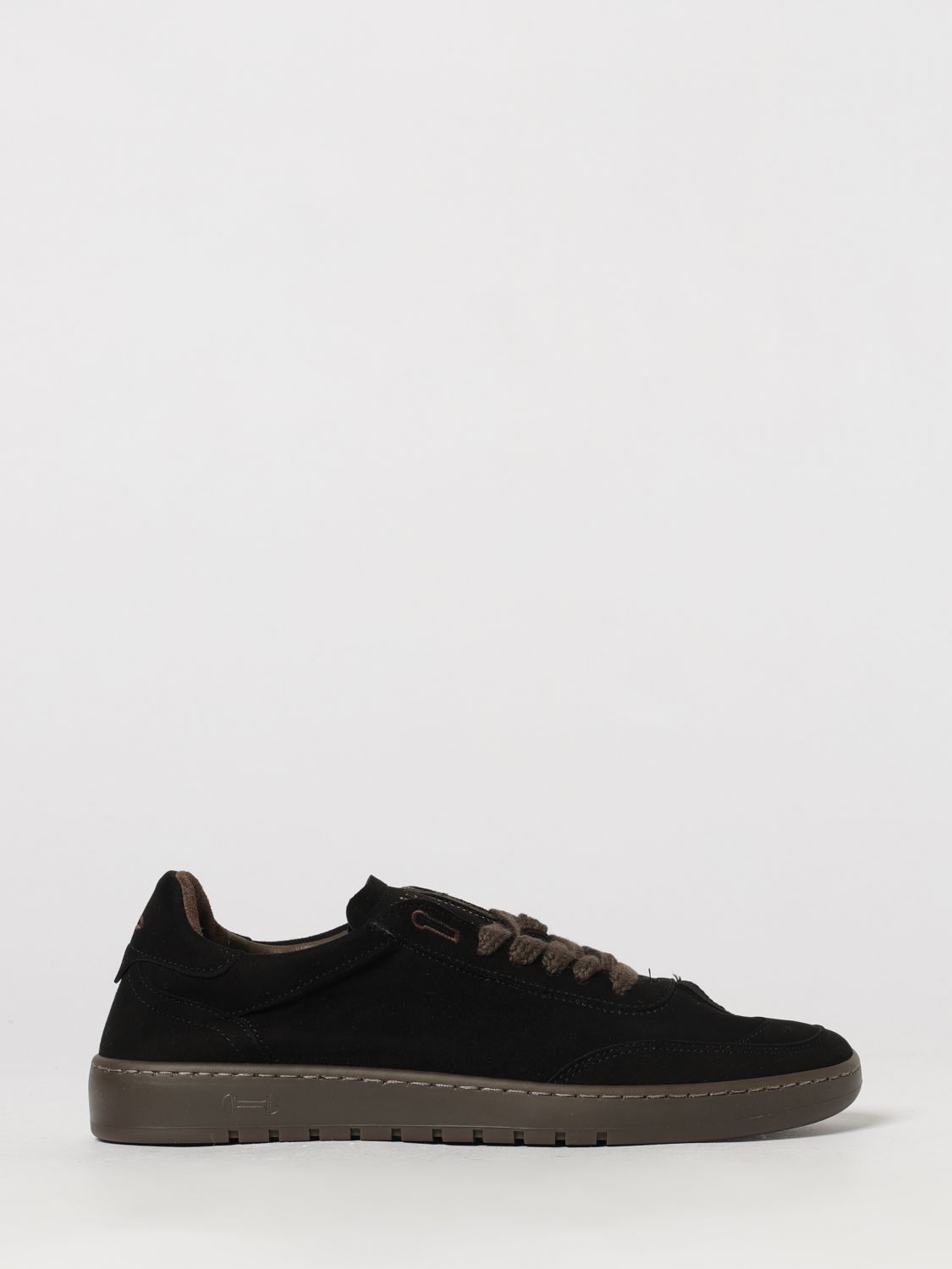 PIUMHA BASKETS: Baskets basses Piumha en daim avec bout rond et logo brodé, Noir - Img 1