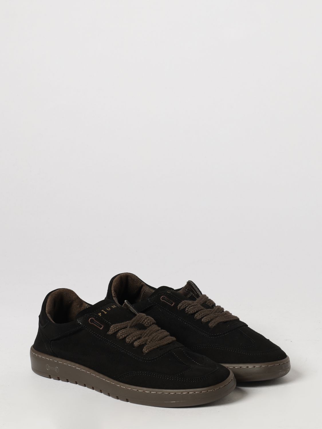 PIUMHA BASKETS: Baskets basses Piumha en daim avec bout rond et logo brodé, Noir - Img 2