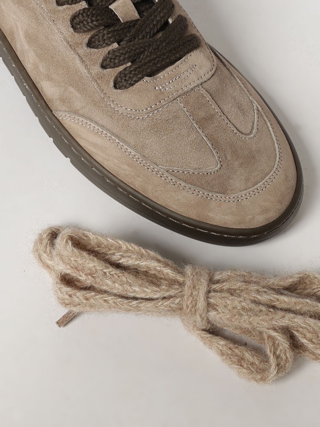 PIUMHA SNEAKERS: Piumha Suede Low-Top Sneakers with Round Toe and Embroidered Logo, Beige - Img 4