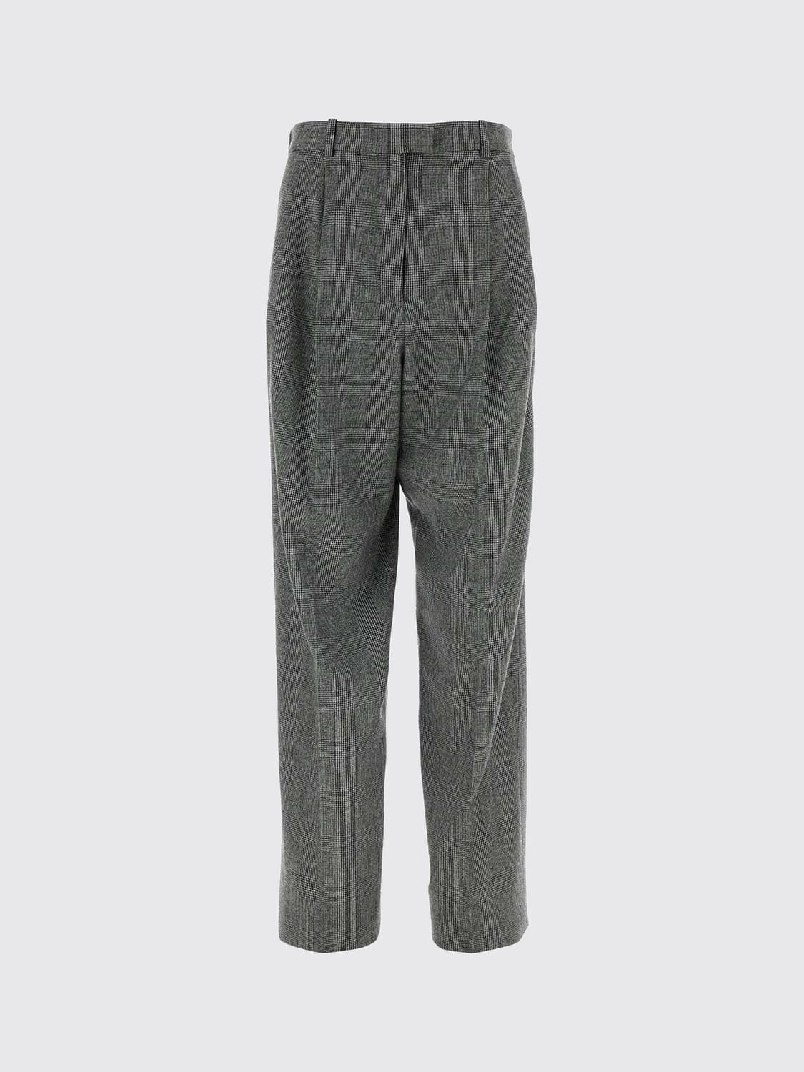 GIVENCHY PANTS: Givenchy Prince of Wales Wool High-Waisted Wide-Leg Trousers, Grey - Img 2