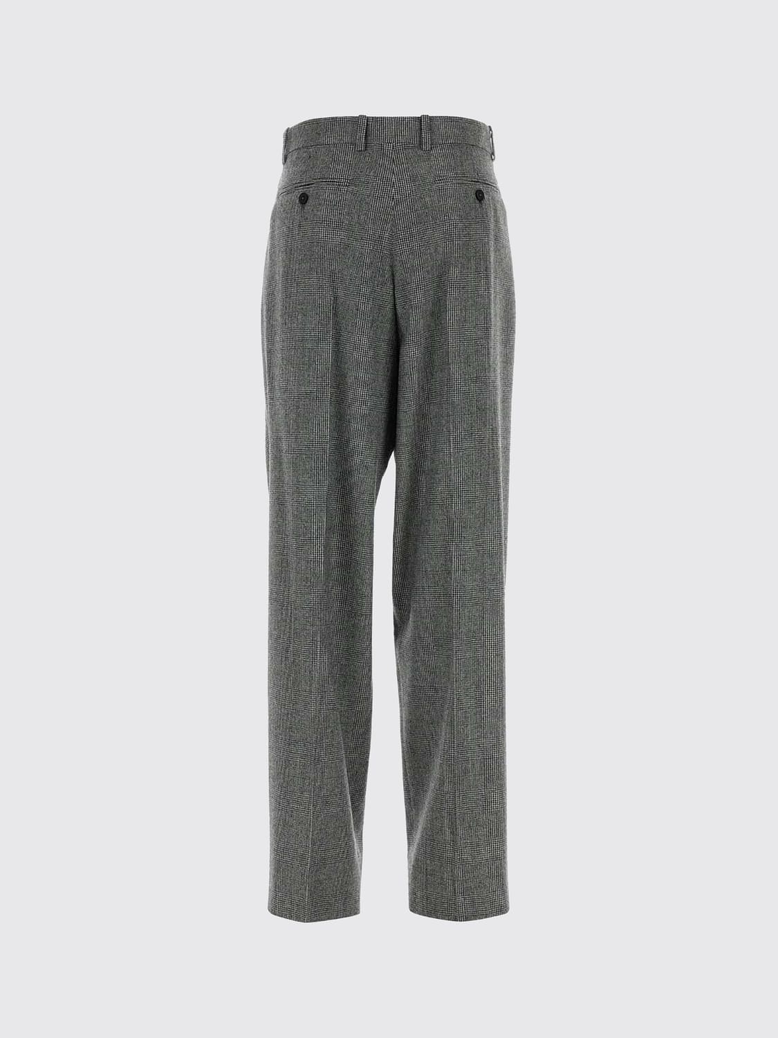 GIVENCHY PANTS: Givenchy Prince of Wales Wool High-Waisted Wide-Leg Trousers, Grey - Img 3