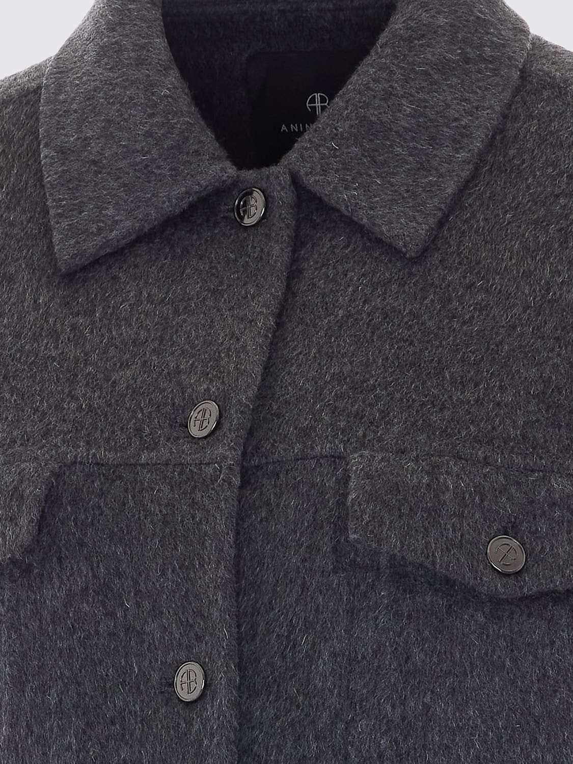 ANINE BING JACKE: Hemdjacke Anine Bing aus grauer Wolle mit aufgesetzten Taschen, Grau - Img 4