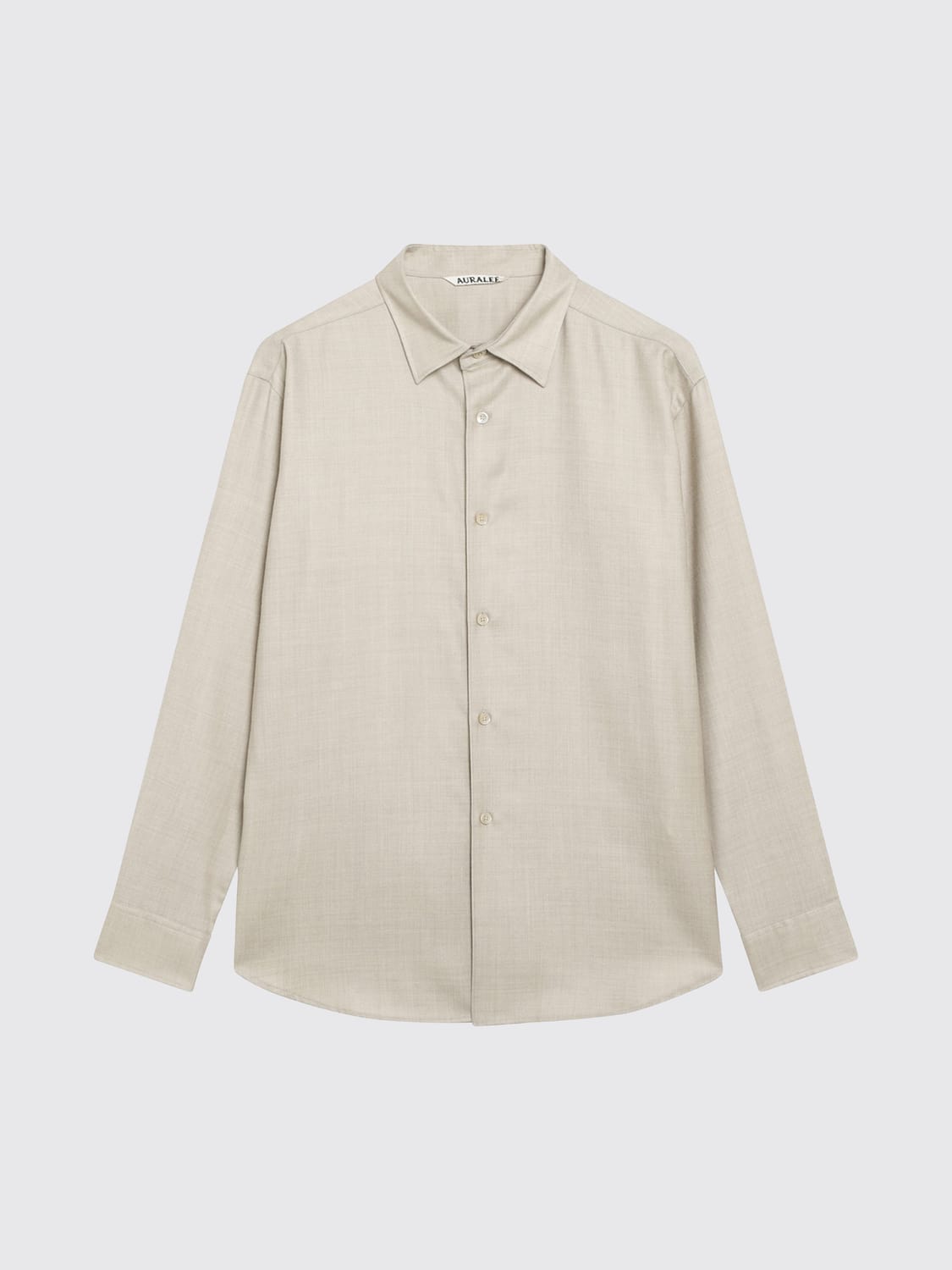 AURALEE CAMISA: Camisa de manga larga Auralee de lana a rayas con cuello clásico, Beige - Img 2