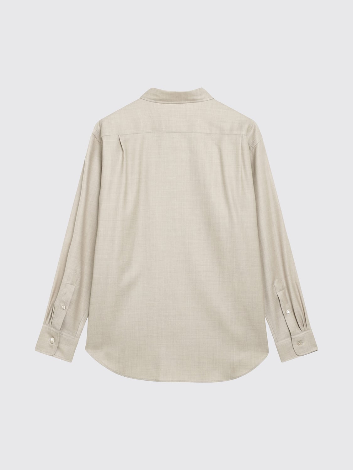 AURALEE CAMISA: Camisa de manga larga Auralee de lana a rayas con cuello clásico, Beige - Img 3