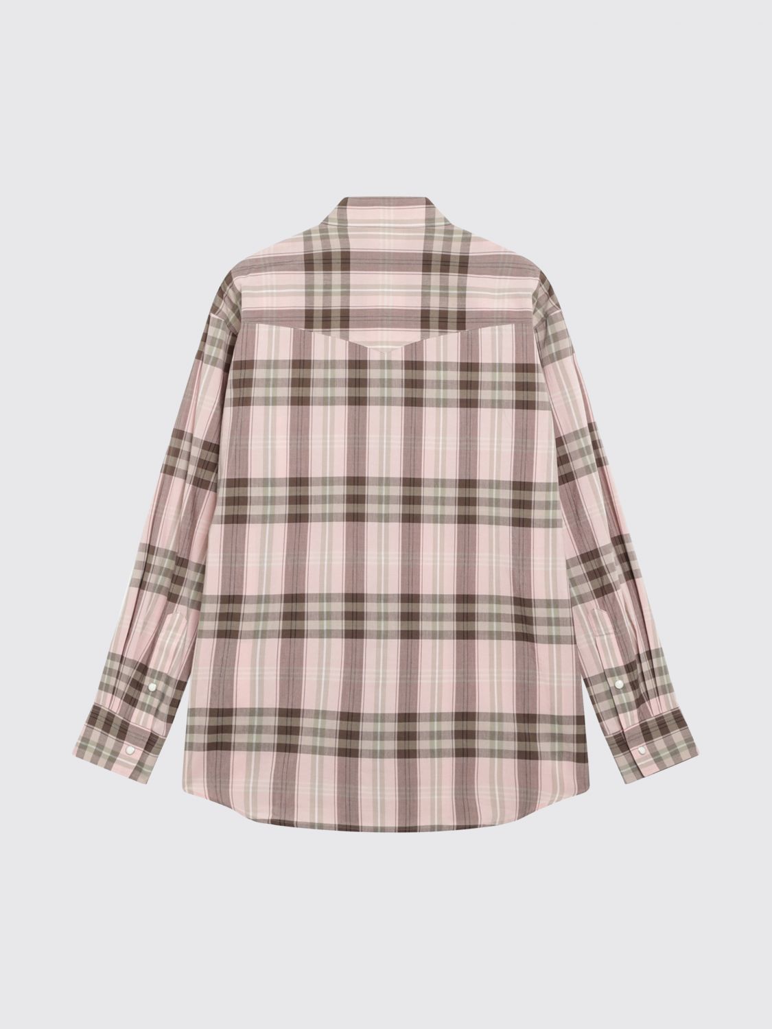 AURALEE CAMISA: Camisa Auralee de cuadros en mezcla de algodón y seda con bolsillos de parche, Rosa - Img 3