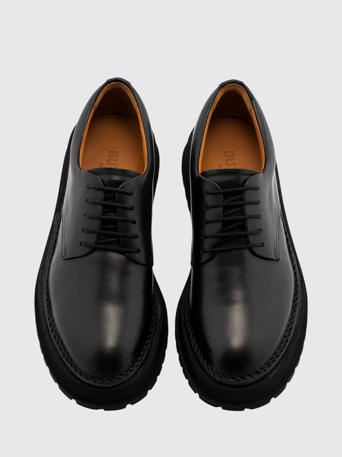 BUTTERO SCARPE STRINGATE: Derby Buttero in pelle liscia con suola in gomma dentellata, Nero - Img 4